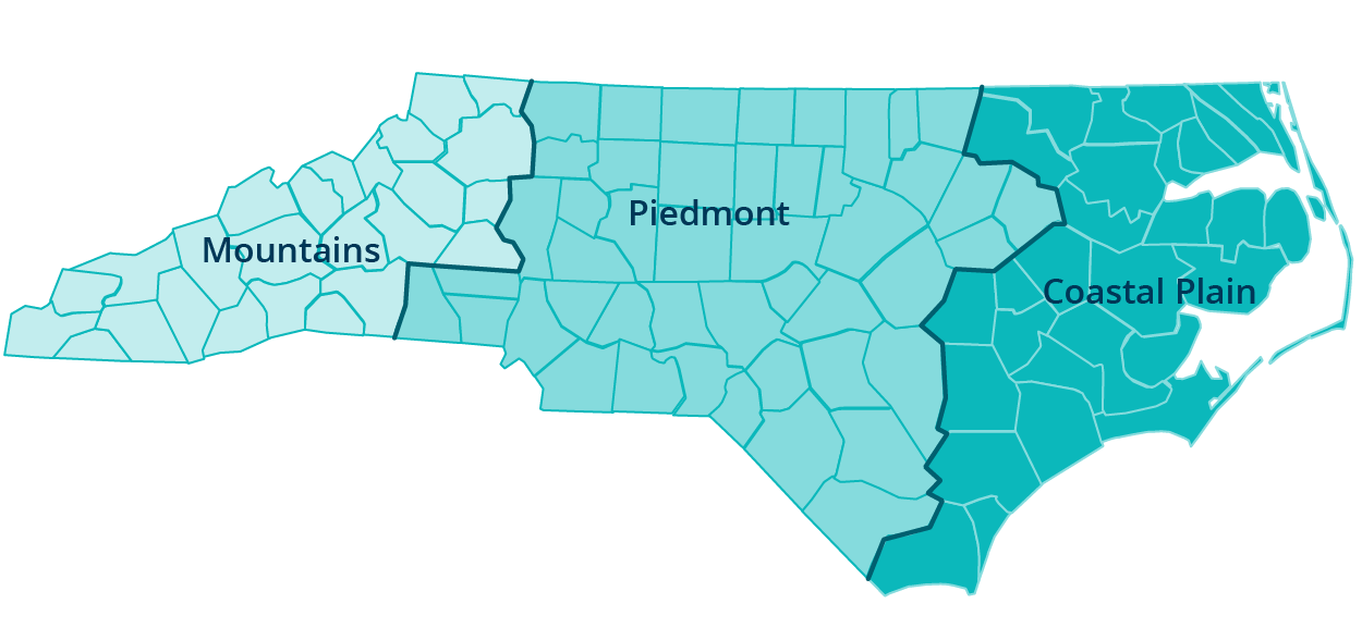 North Carolina region map